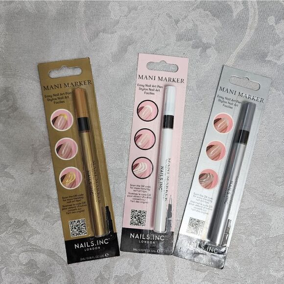 Manicure Marker Bundle. Nails Inc Nail Art Marker. Gold, White and Silver. - Picture 1 of 9